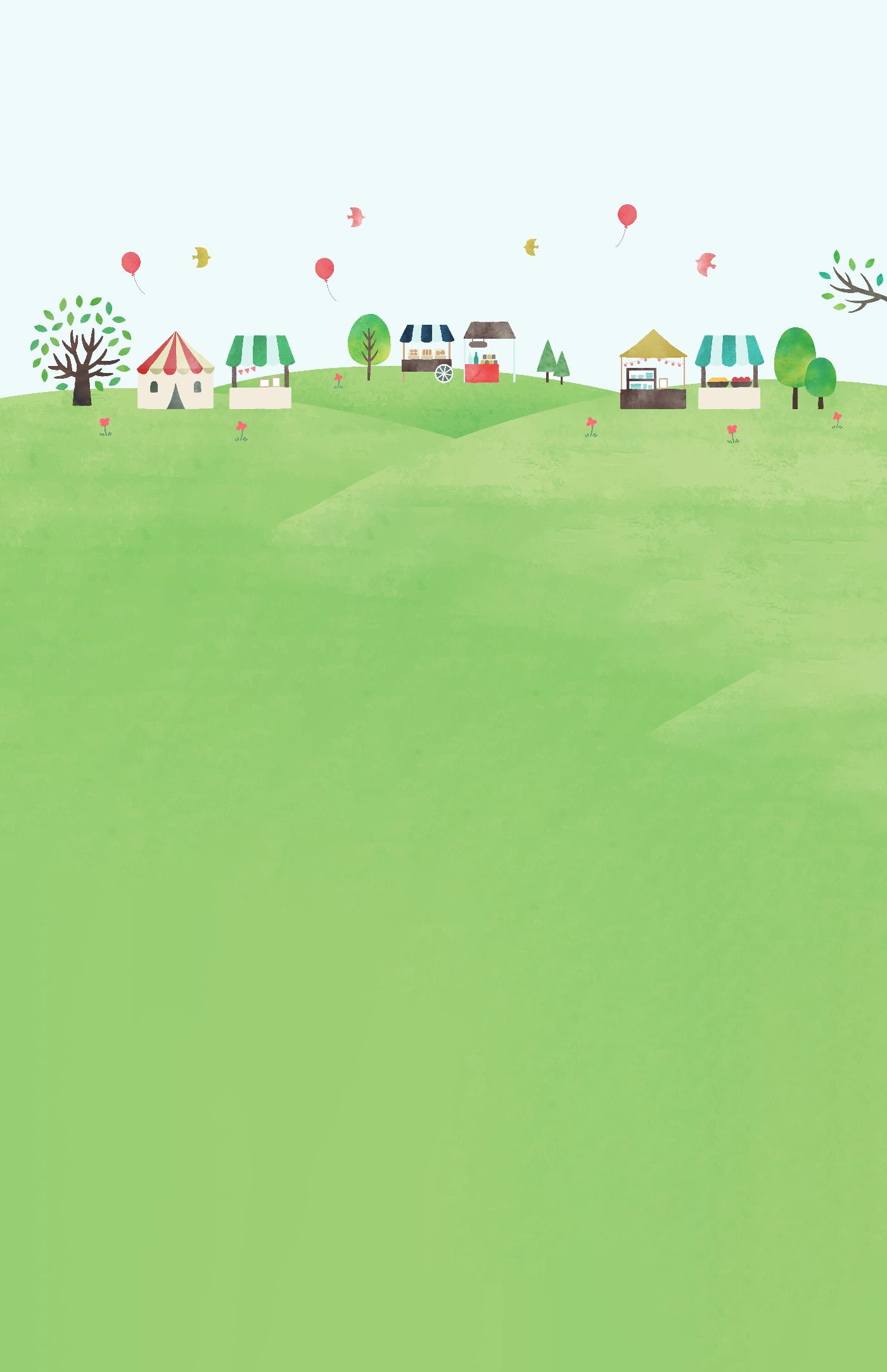 Illustrated village market scene